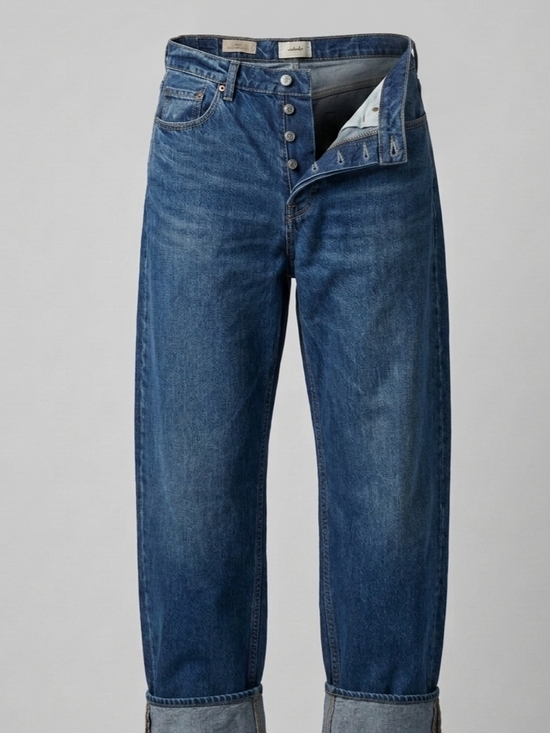 Universal Thread Denim - Universal Thread Mid Rise 90s Baggy Button-Fly Cuffed Jeans. Sz 10R, No Stretch